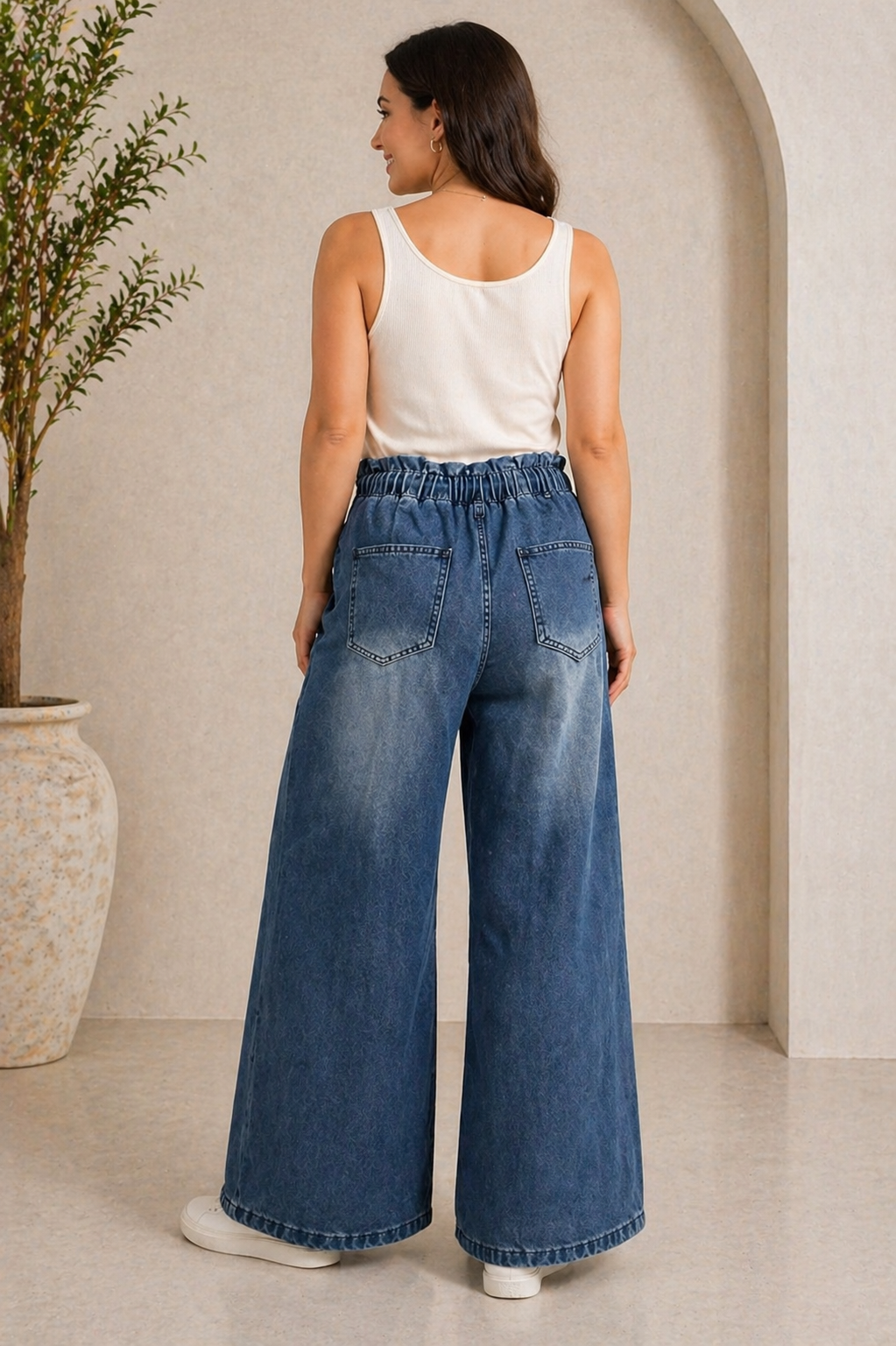Jeans palazzo vita elasticizzata