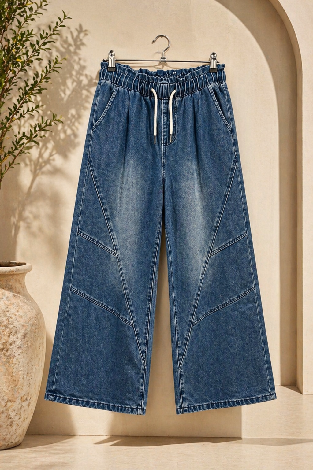 Jeans palazzo vita elasticizzata